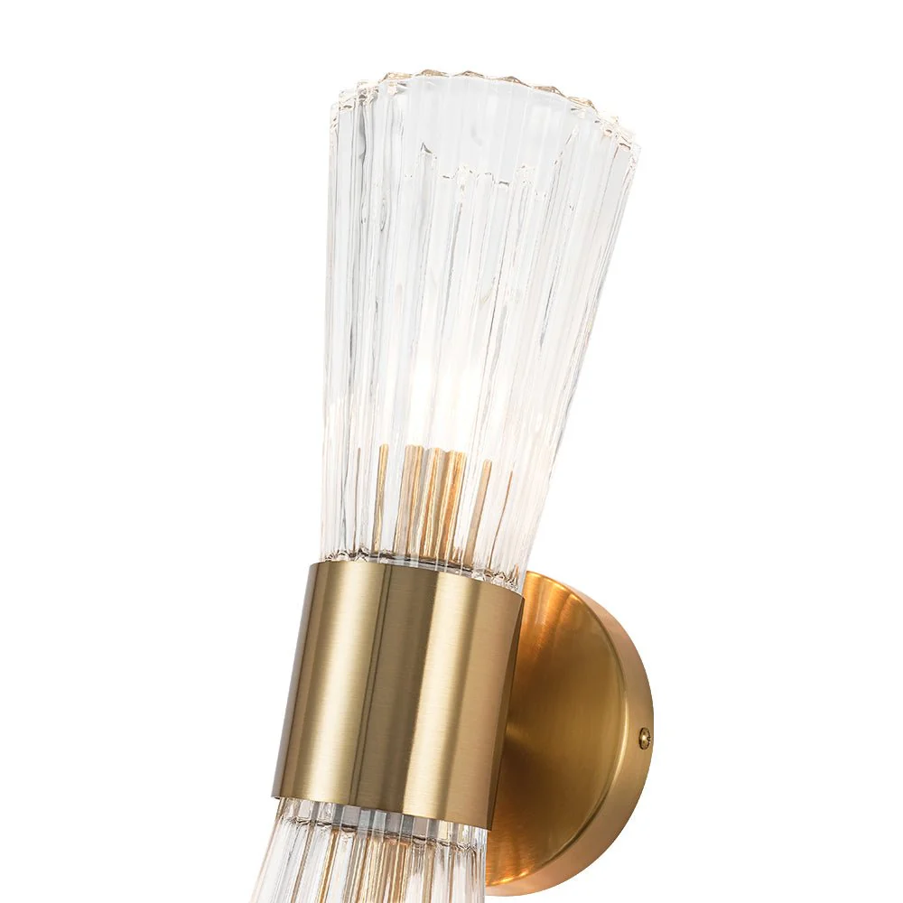 Modern 2-Light Up Down Ribbed Glass Hourglass Wall Lamp - Image 11