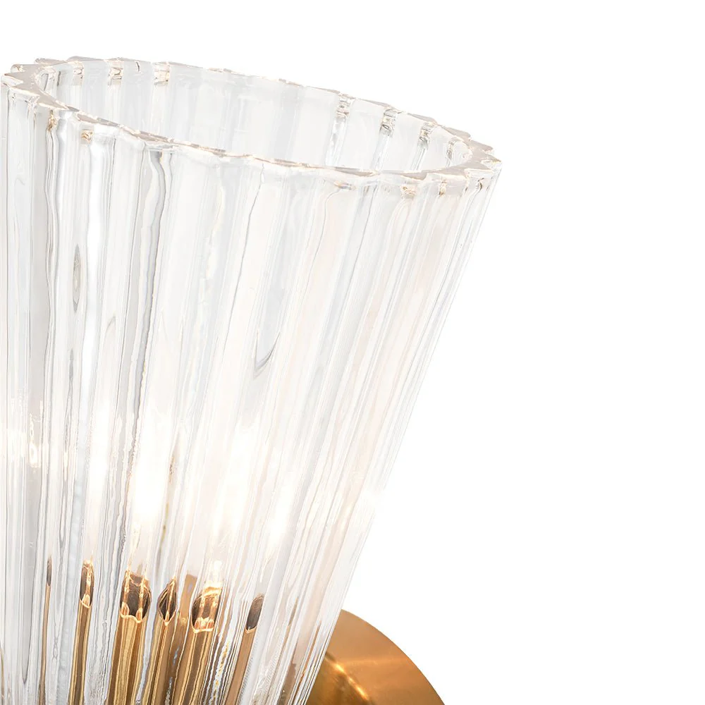 Modern 2-Light Up Down Ribbed Glass Hourglass Wall Lamp - Image 12