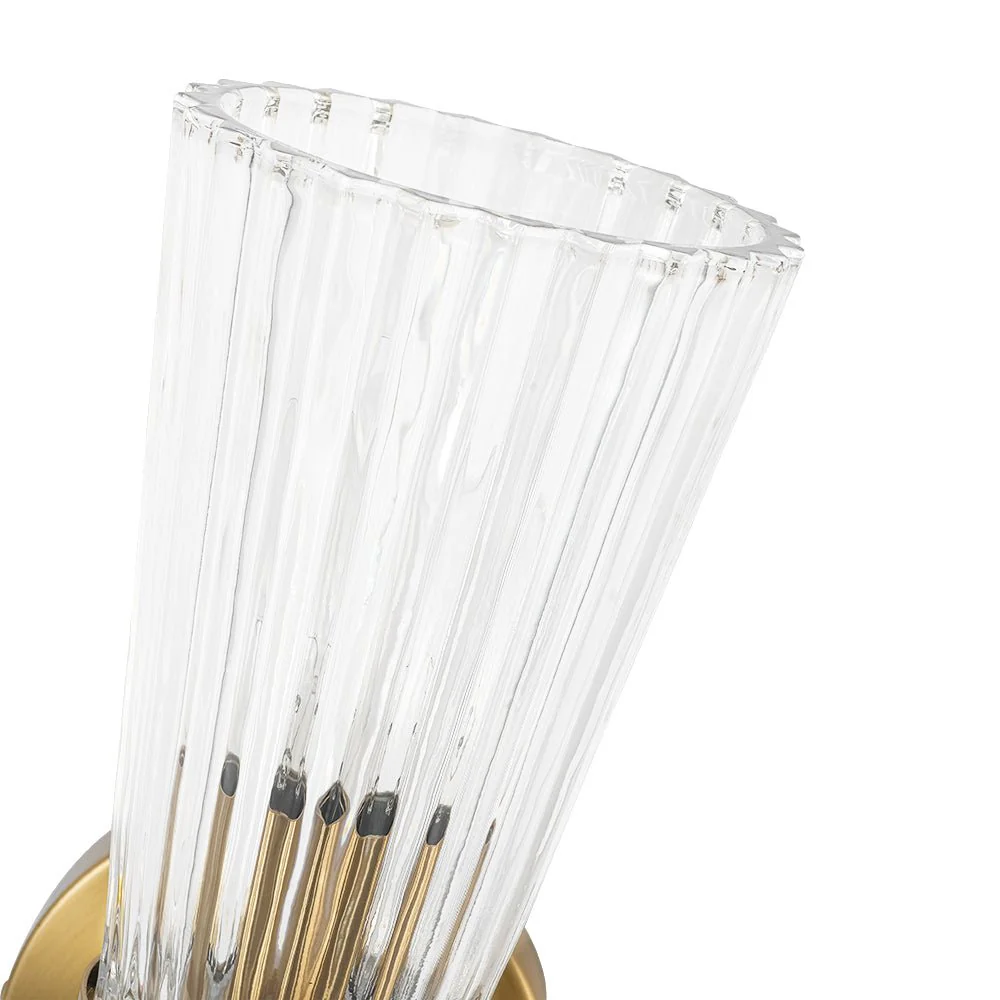 Modern 2-Light Up Down Ribbed Glass Hourglass Wall Lamp - Image 13