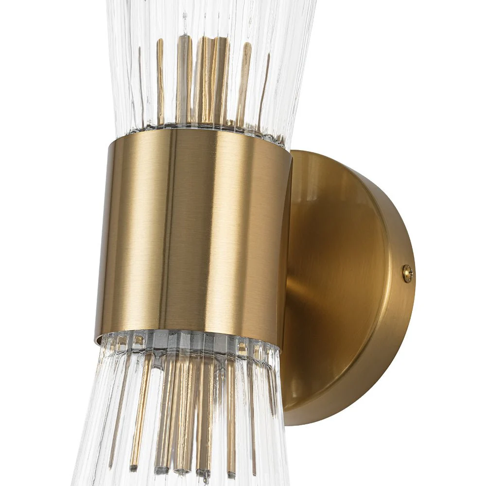 Modern 2-Light Up Down Ribbed Glass Hourglass Wall Lamp - Image 14