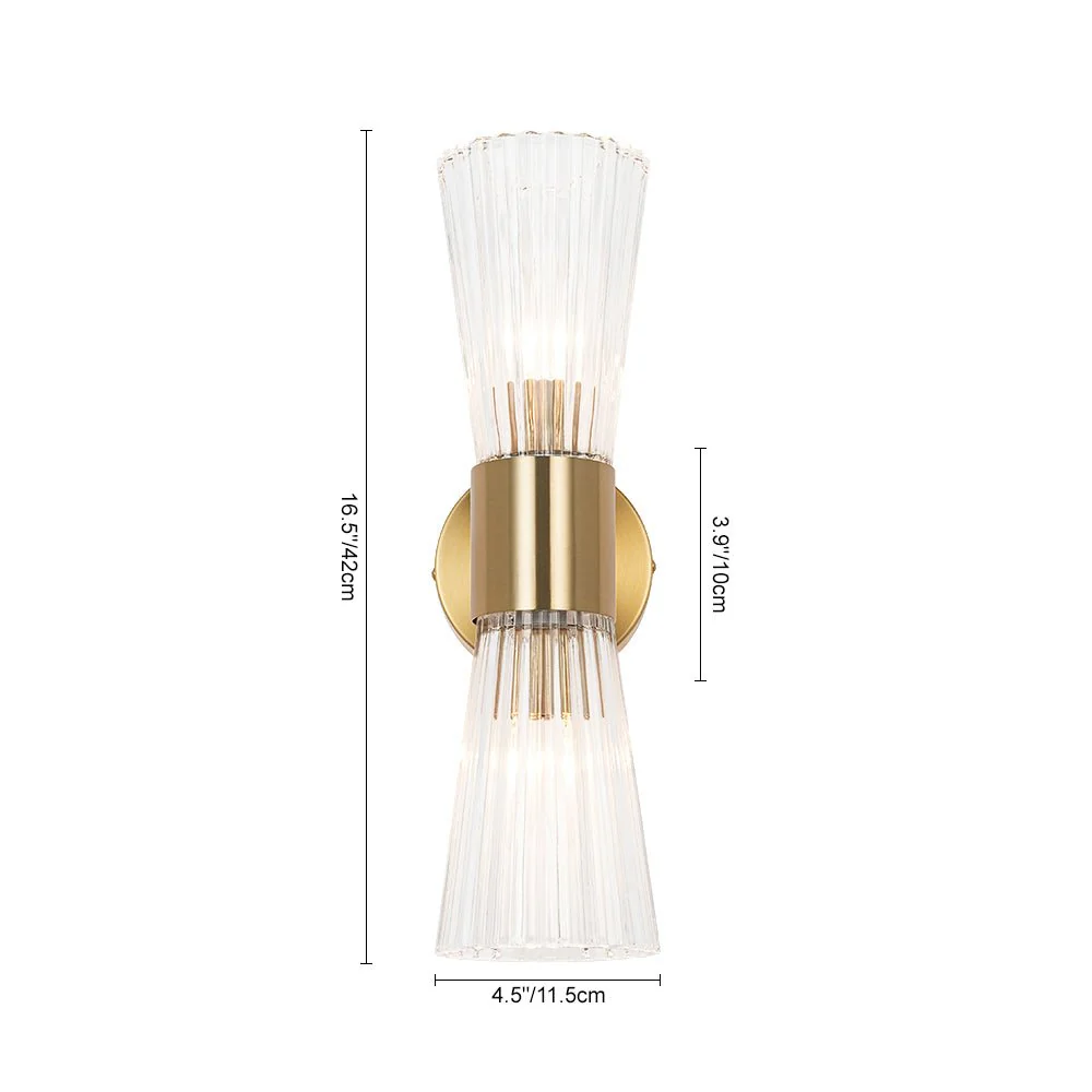 Modern 2-Light Up Down Ribbed Glass Hourglass Wall Lamp - Image 6