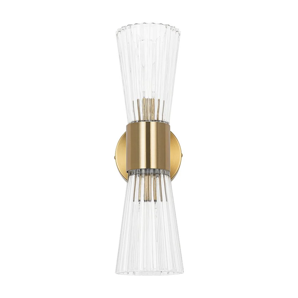 Modern 2-Light Up Down Ribbed Glass Hourglass Wall Lamp - Image 7