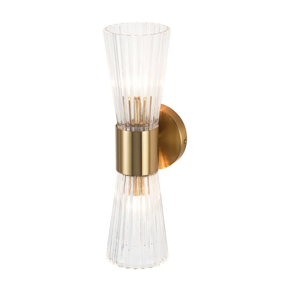 Modern 2-Light Up Down Ribbed Glass Hourglass Wall Lamp - Image 8
