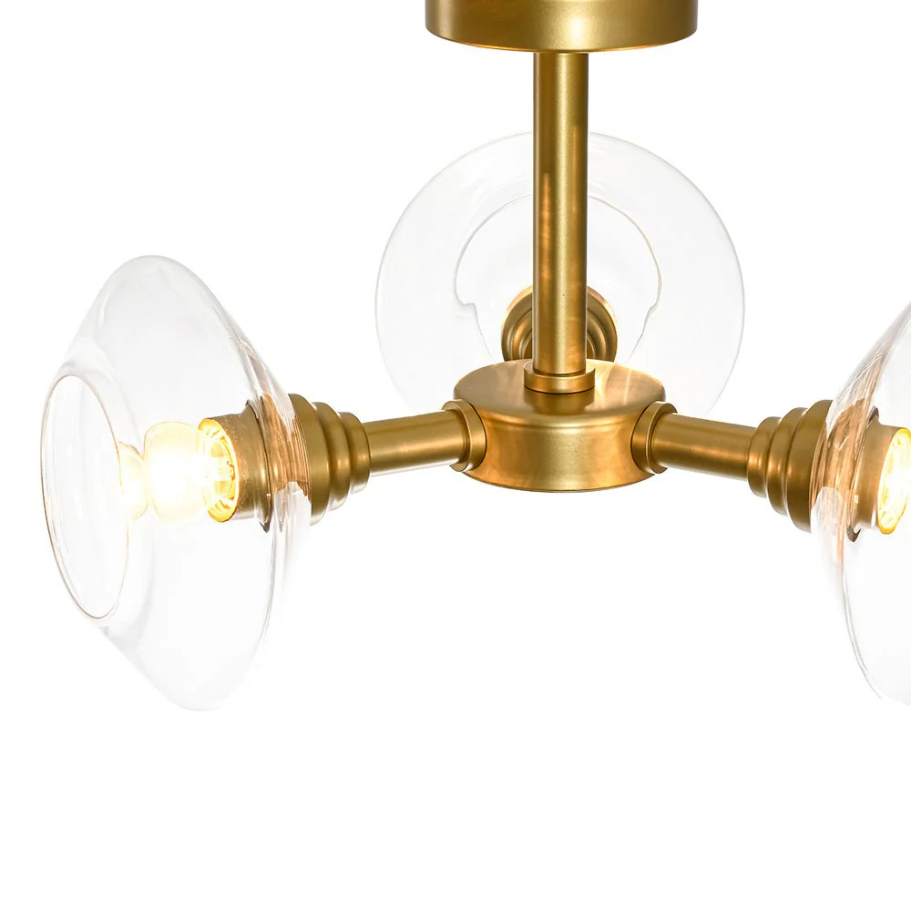 Modern 3-Light Clear Glass Round Sputnik Semi Flush Mount - Image 11