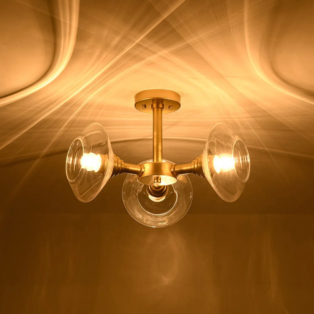 Modern 3-Light Clear Glass Round Sputnik Semi Flush Mount - Image 13
