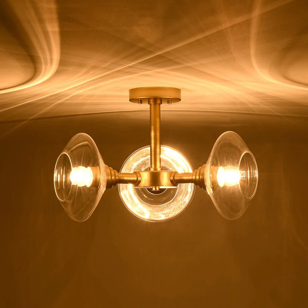 Modern 3-Light Clear Glass Round Sputnik Semi Flush Mount - Image 14