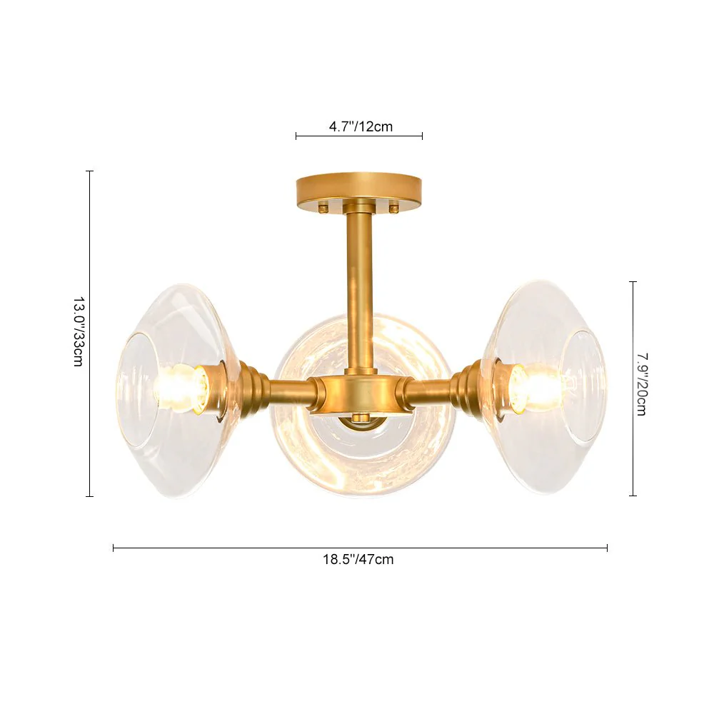 Modern 3-Light Clear Glass Round Sputnik Semi Flush Mount - Image 15