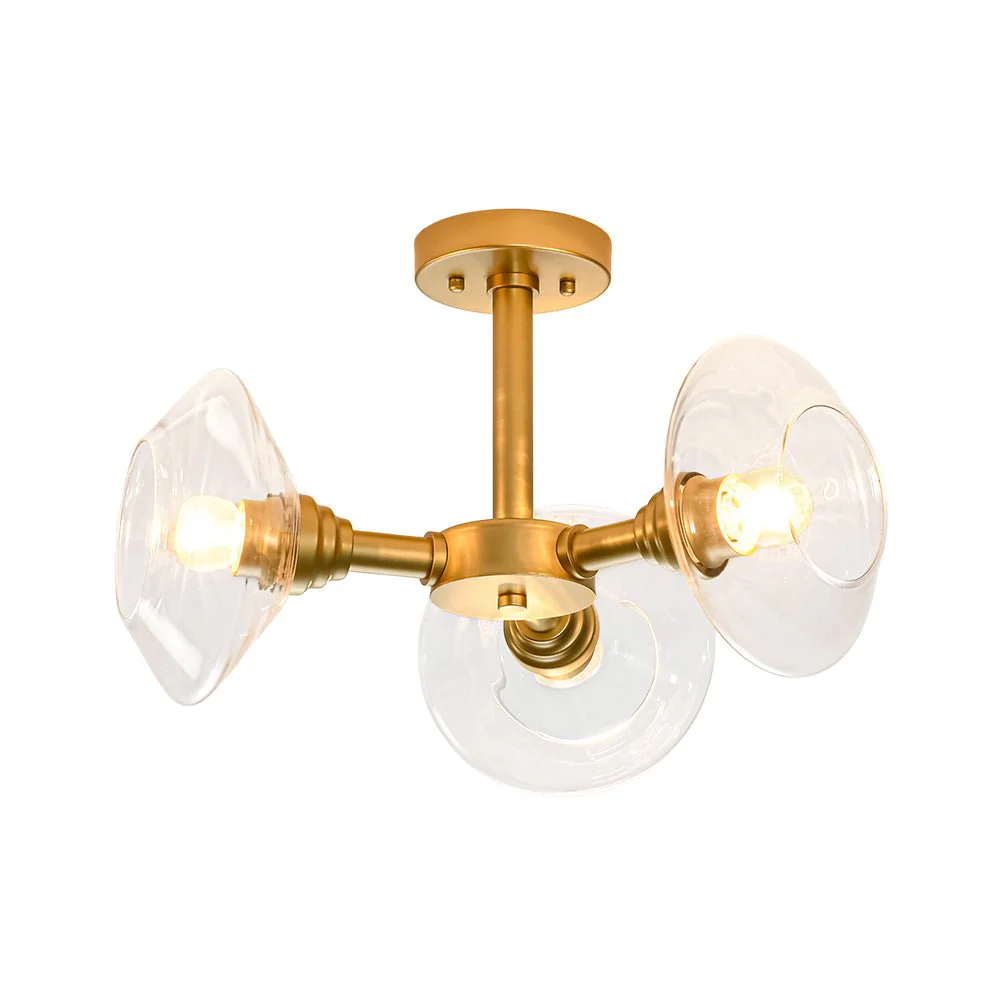 Modern 3-Light Clear Glass Round Sputnik Semi Flush Mount - Image 3