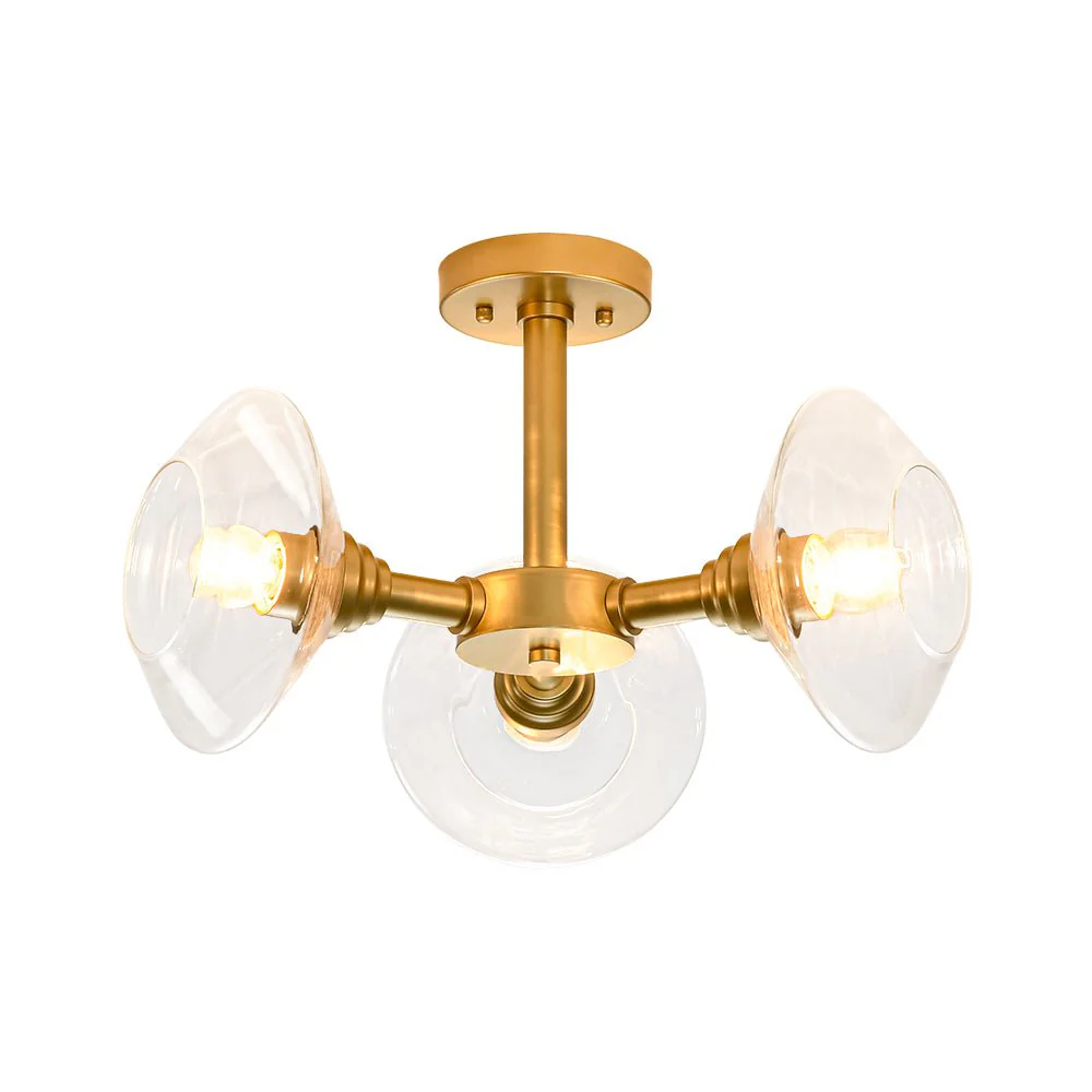 Modern 3-Light Clear Glass Round Sputnik Semi Flush Mount - Image 4