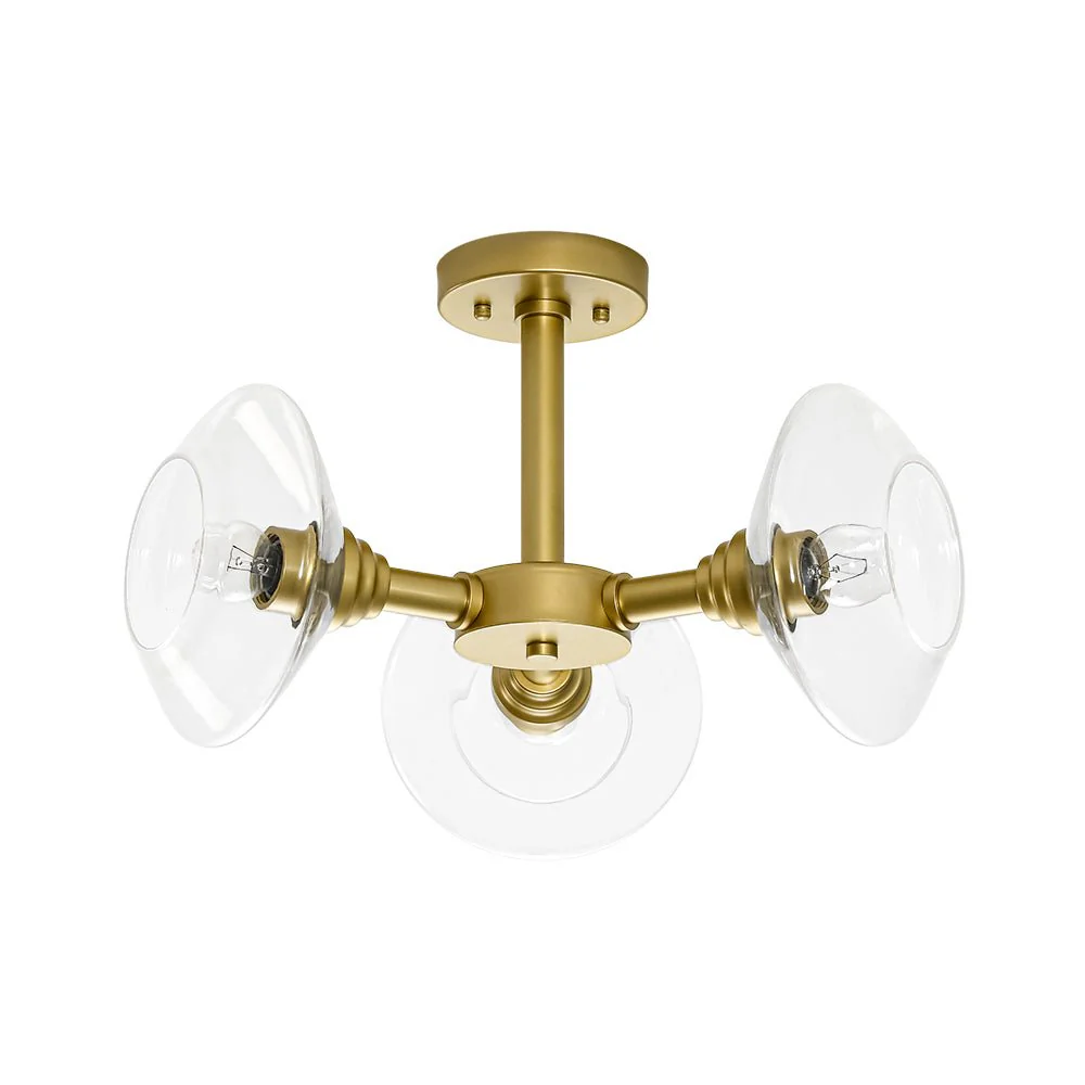 Modern 3-Light Clear Glass Round Sputnik Semi Flush Mount - Image 5