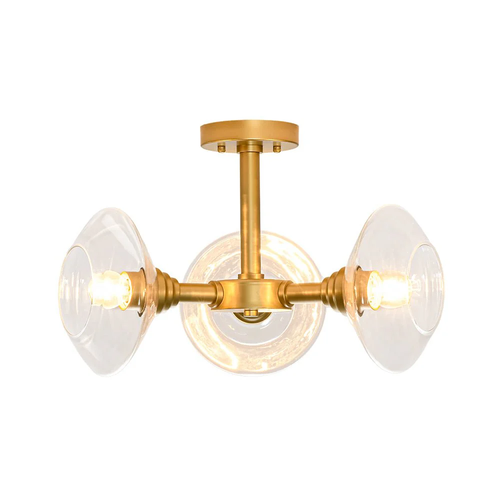 Modern 3-Light Clear Glass Round Sputnik Semi Flush Mount - Image 6