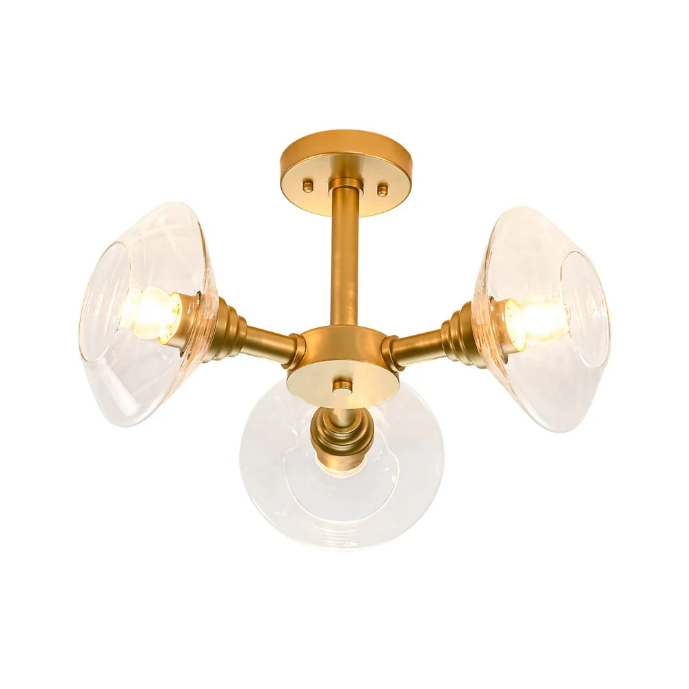 Modern 3-Light Clear Glass Round Sputnik Semi Flush Mount - Image 7