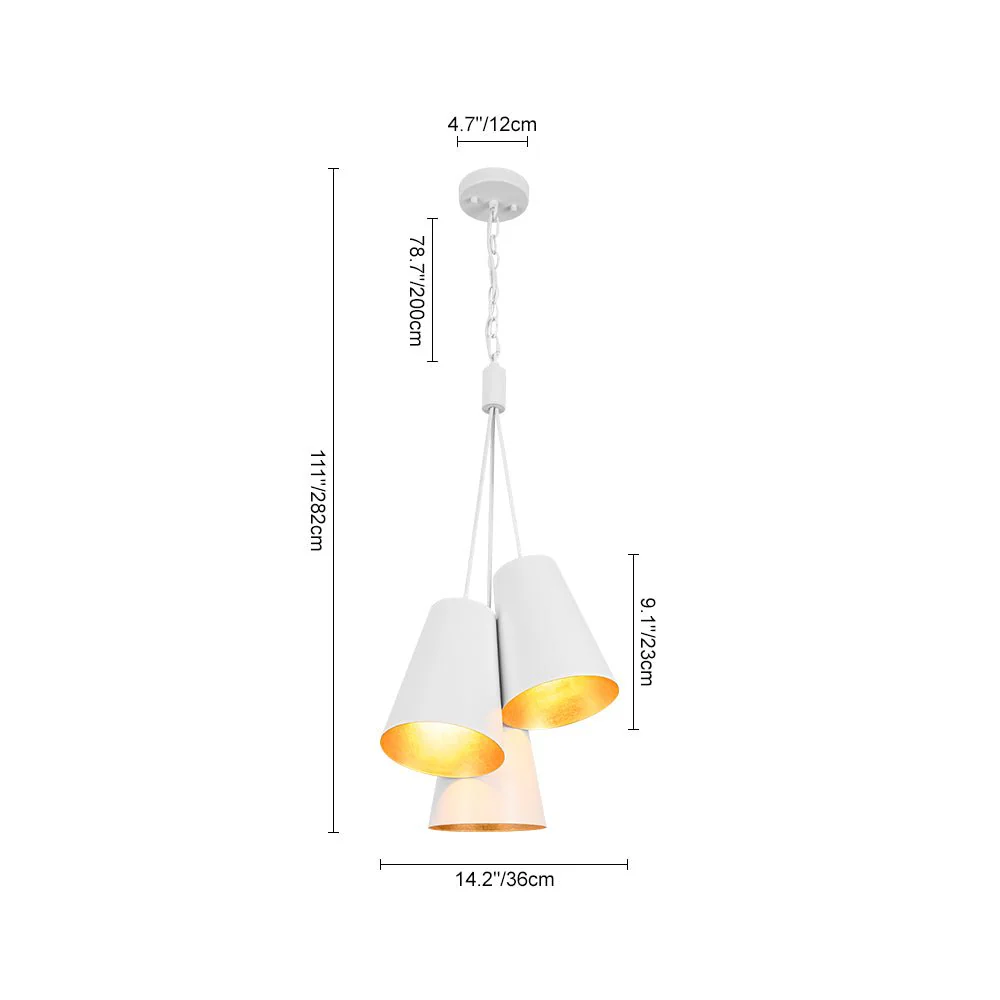 Modern 3-Light Cluster Metal Conical Shade Chandelier - Image 6