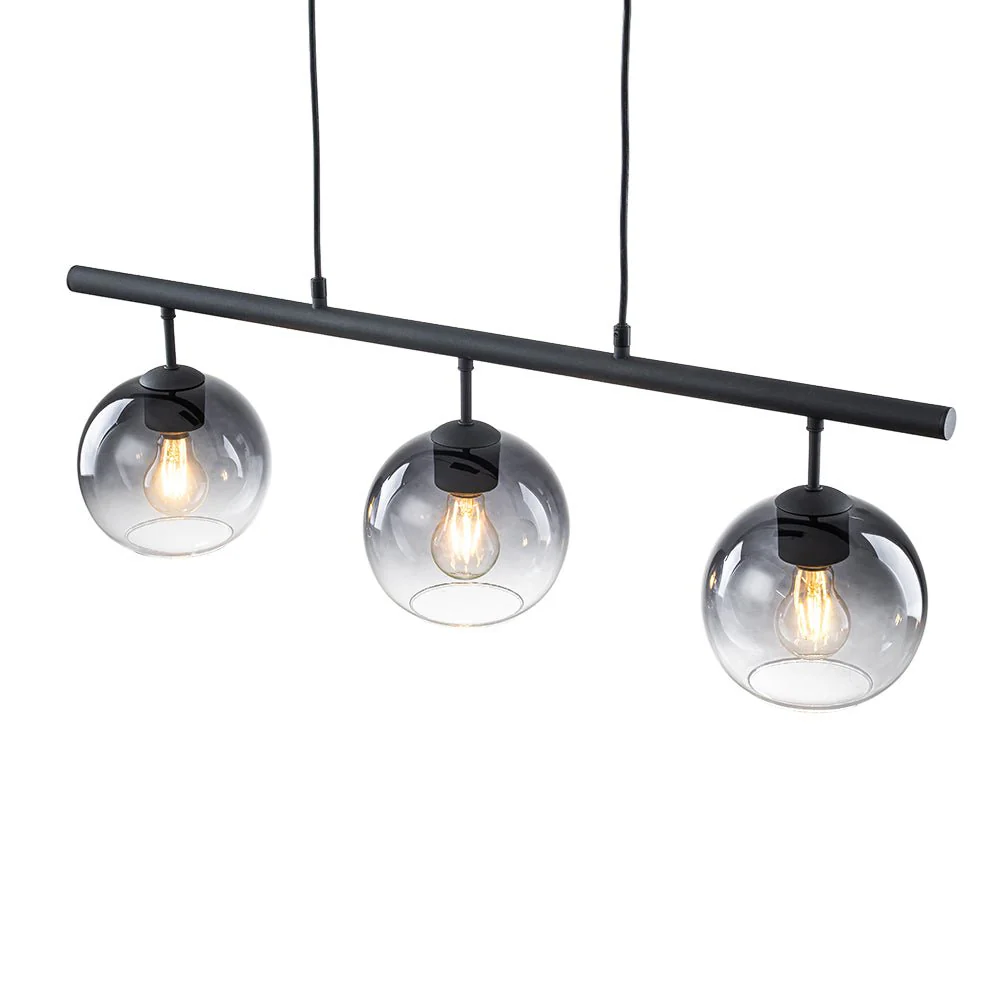 Modern 3-Light Gradual Smoked Glass Globe Island Chandelier - Image 12