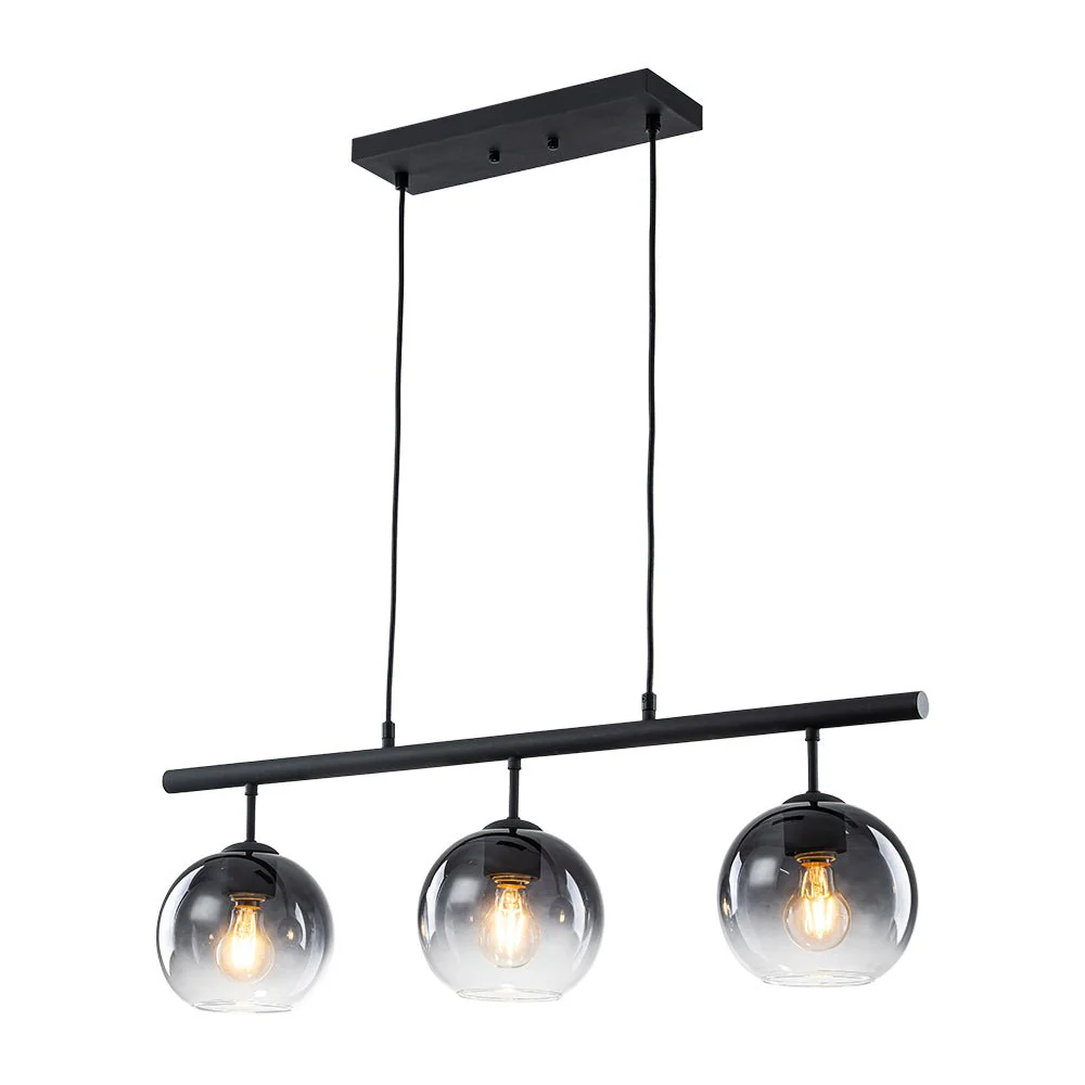 Modern 3-Light Gradual Smoked Glass Globe Island Chandelier - Image 4