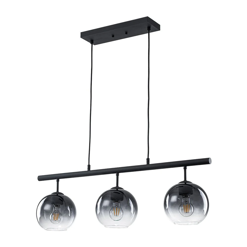 Modern 3-Light Gradual Smoked Glass Globe Island Chandelier - Image 5