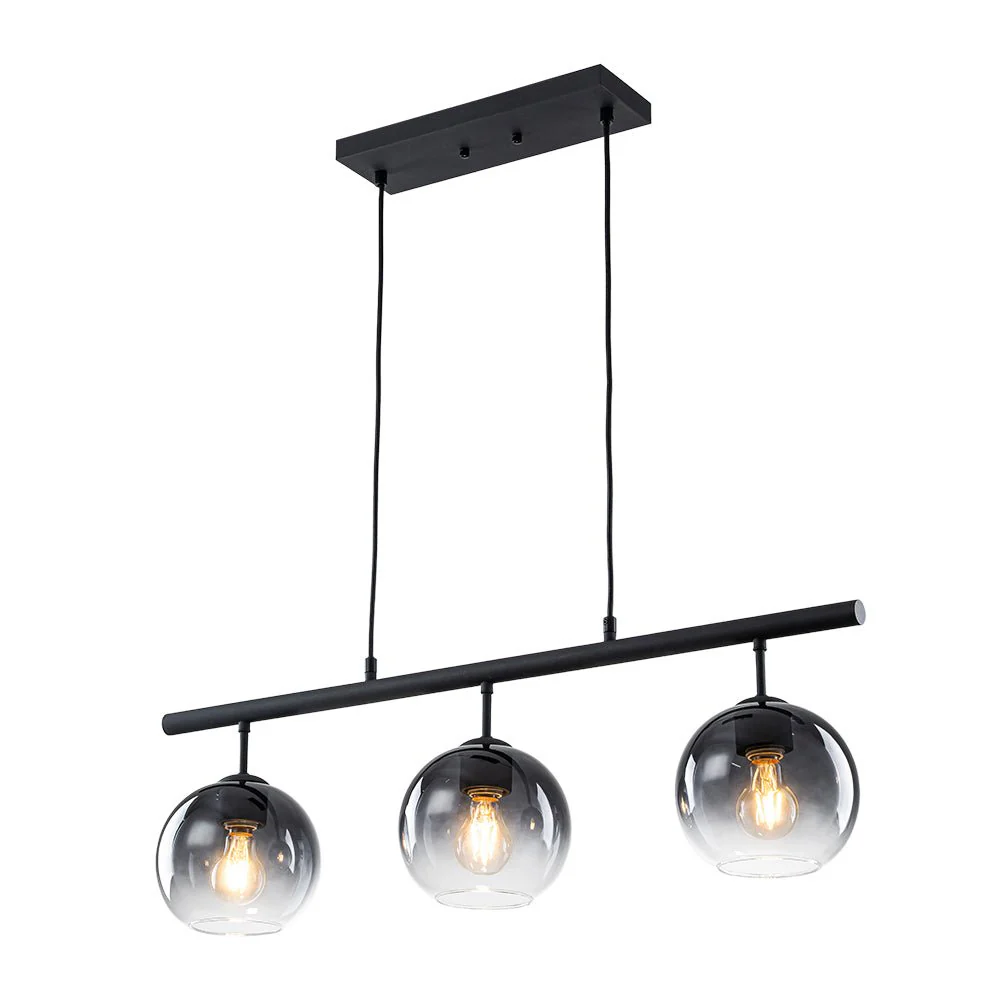 Modern 3-Light Gradual Smoked Glass Globe Island Chandelier - Image 6