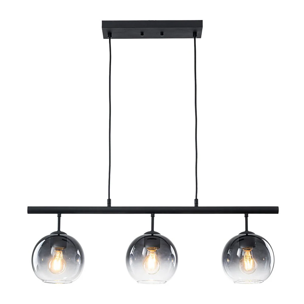Modern 3-Light Gradual Smoked Glass Globe Island Chandelier - Image 7