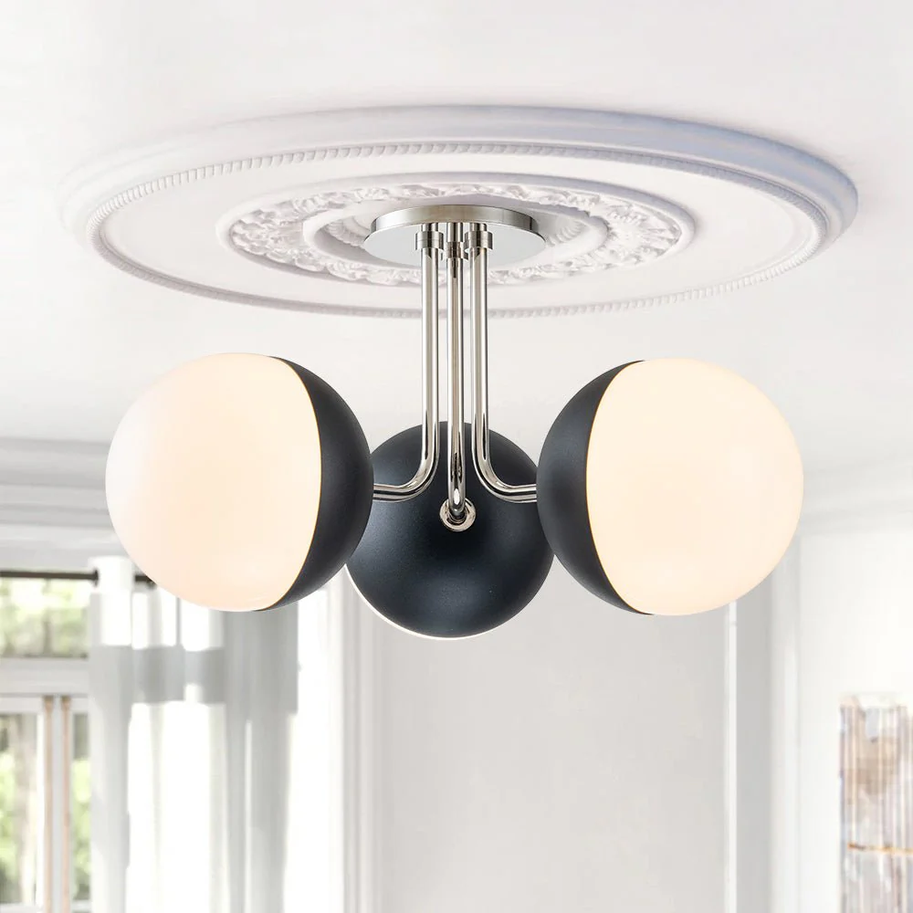 Modern 3-Light Milky Glass Globe Ceiling Light - Image 3