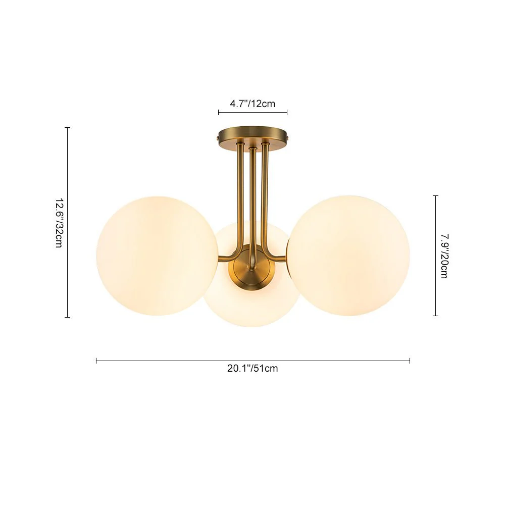 Modern 3-Light Opal Glass Globe Ceiling Light - Image 26