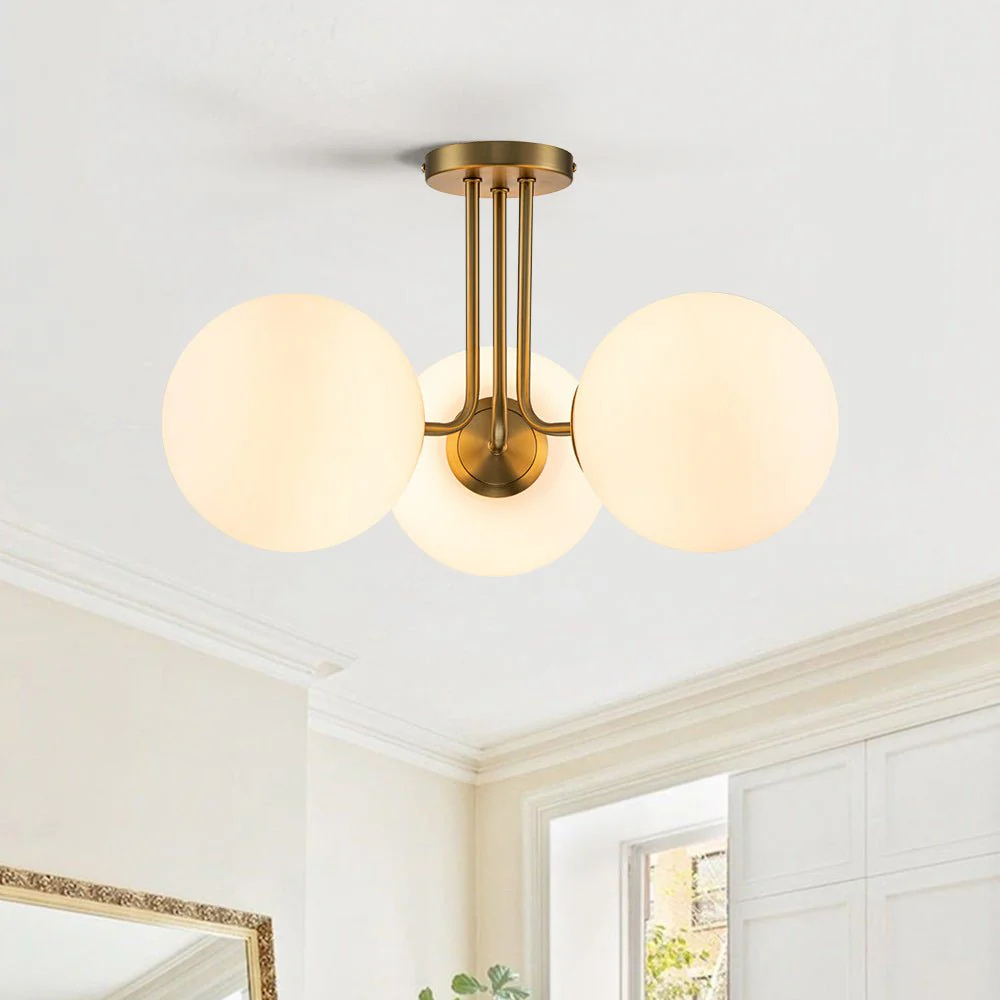 Modern 3-Light Opal Glass Globe Ceiling Light - Image 3