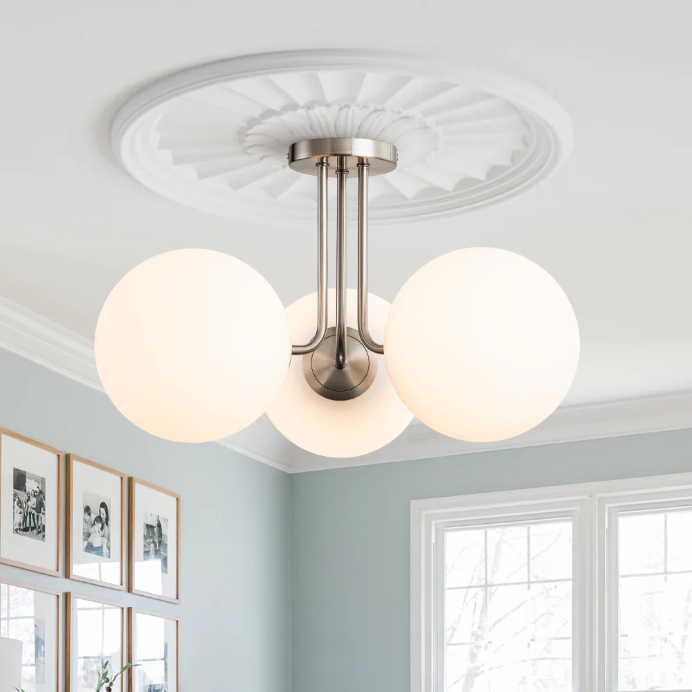 Modern 3-Light Opal Glass Globe Ceiling Light - Image 4