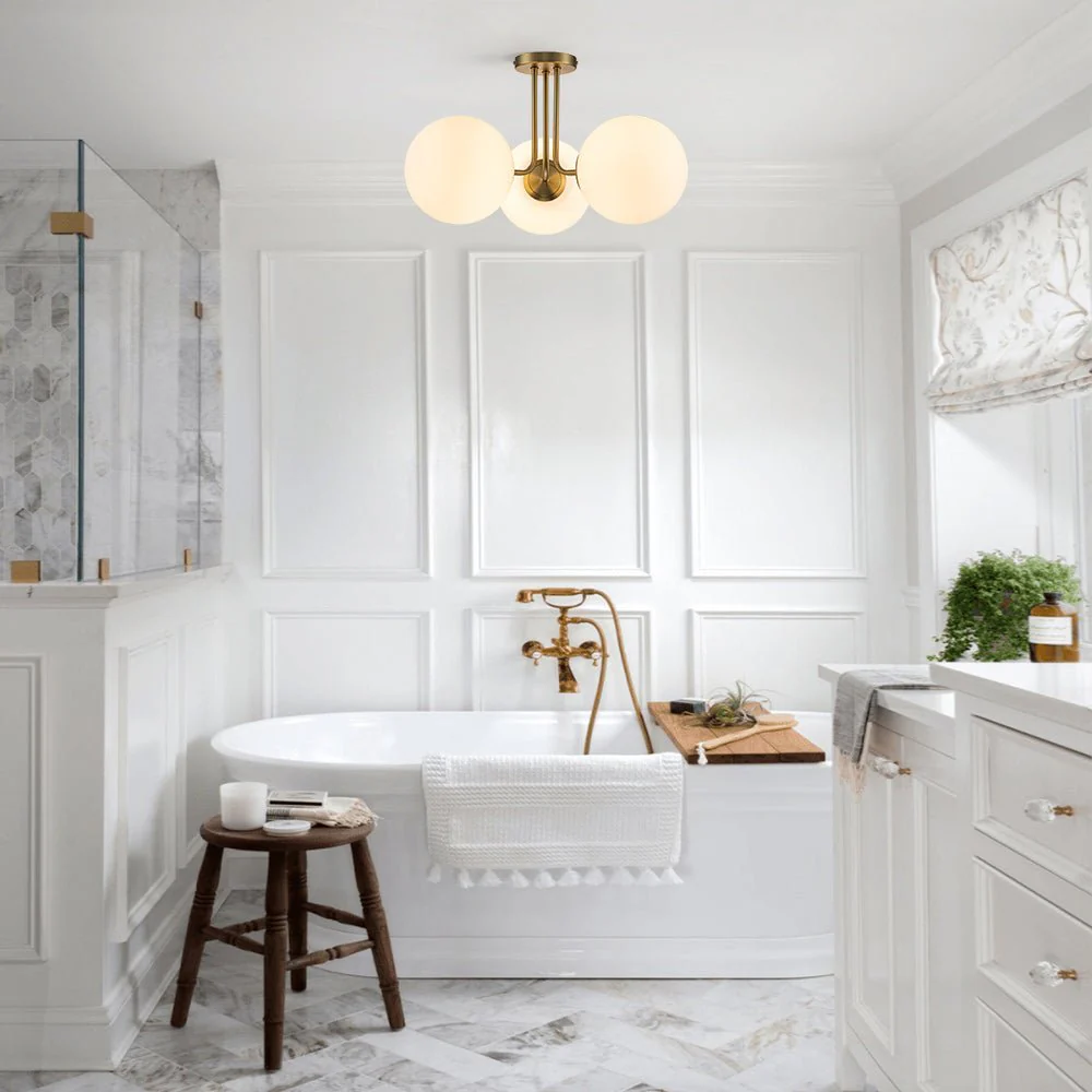 Modern 3-Light Opal Glass Globe Ceiling Light - Image 7
