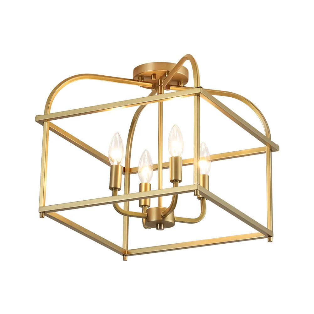 Modern 4-Light Candle Style Square Cage Semi Flush Mount - Image 10