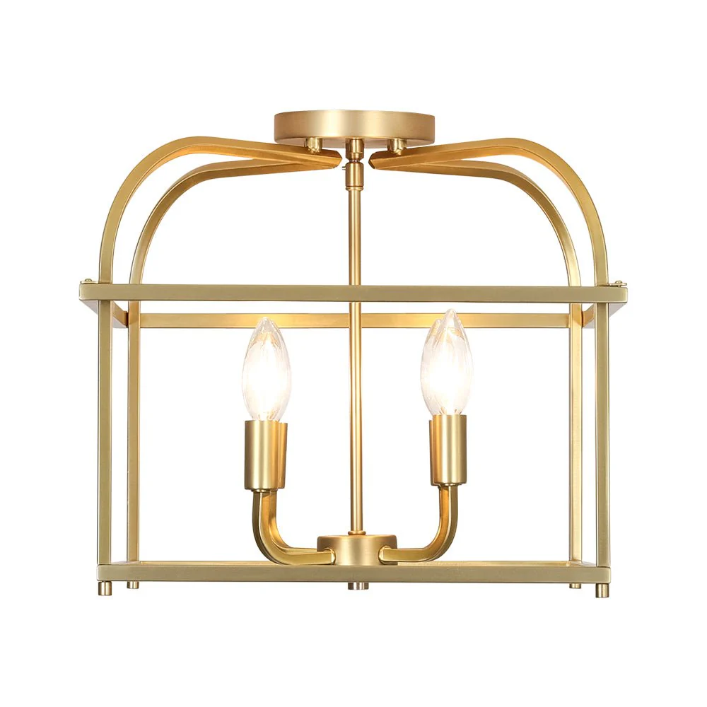 Modern 4-Light Candle Style Square Cage Semi Flush Mount - Image 11
