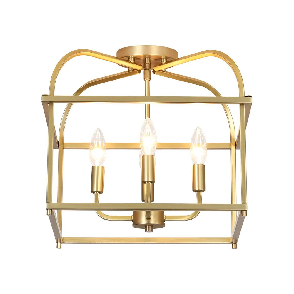 Modern 4-Light Candle Style Square Cage Semi Flush Mount - Image 12