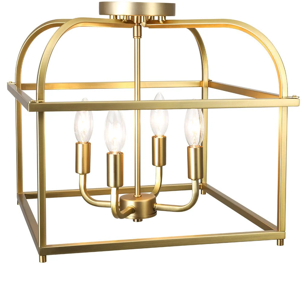 Modern 4-Light Candle Style Square Cage Semi Flush Mount - Image 13