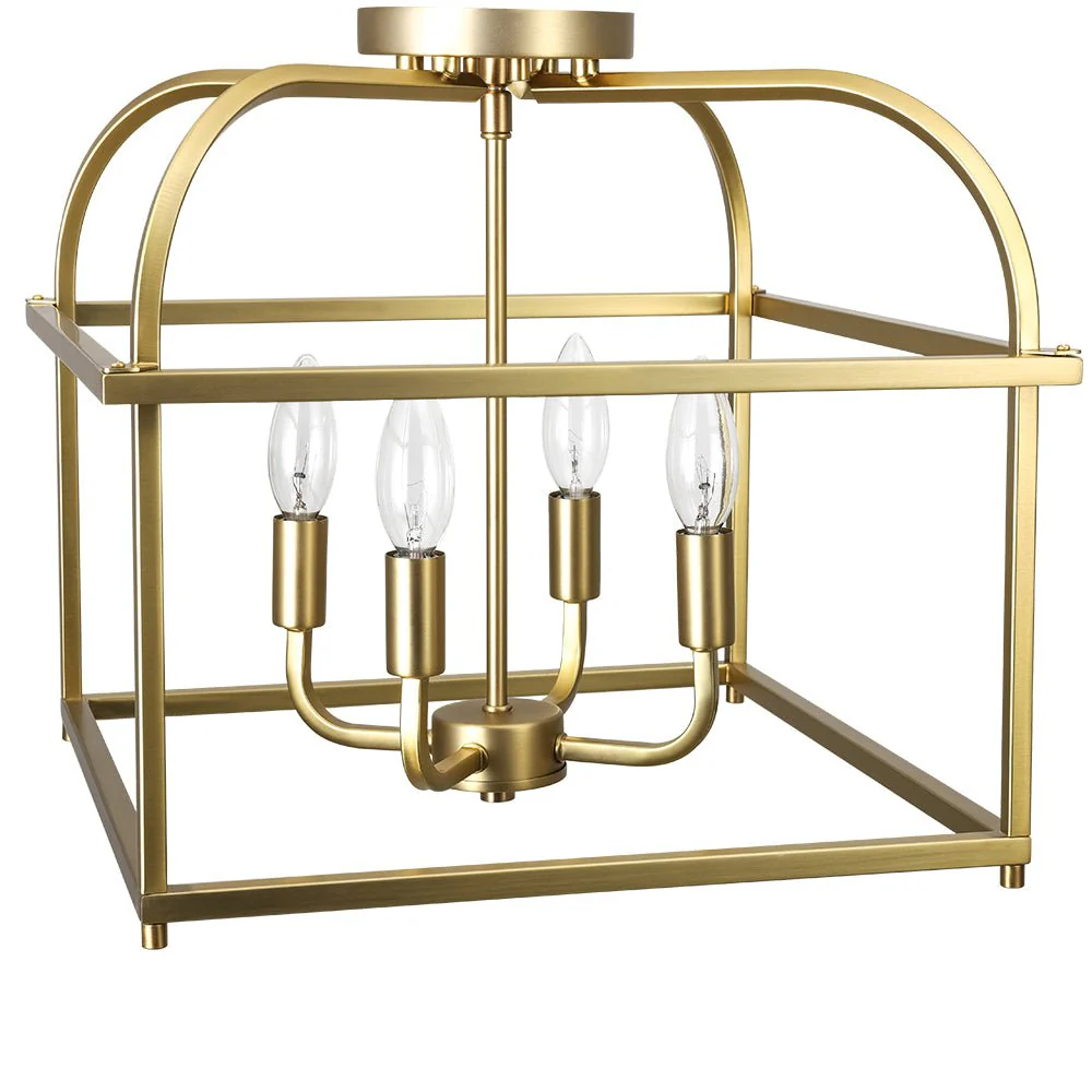 Modern 4-Light Candle Style Square Cage Semi Flush Mount - Image 14