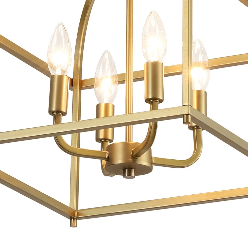 Modern 4-Light Candle Style Square Cage Semi Flush Mount - Image 15