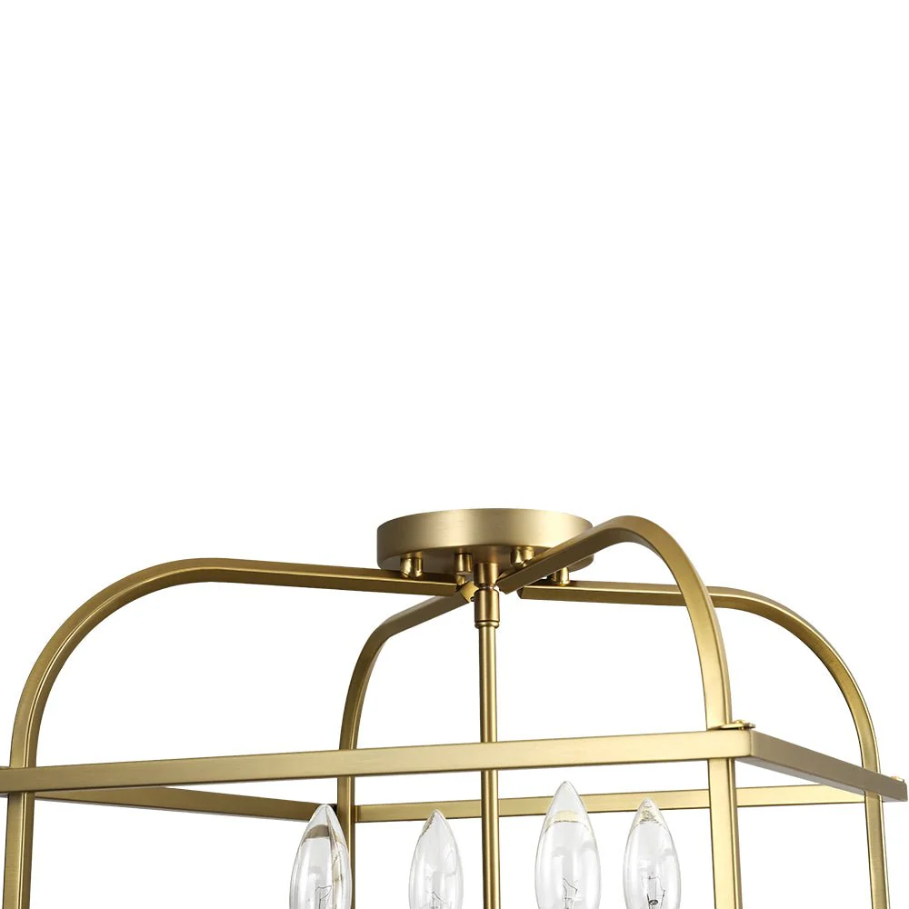 Modern 4-Light Candle Style Square Cage Semi Flush Mount - Image 16
