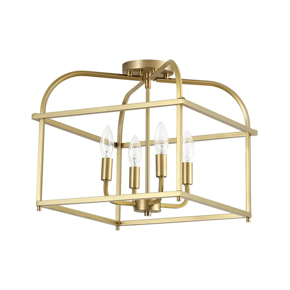 Modern 4-Light Candle Style Square Cage Semi Flush Mount - Image 7
