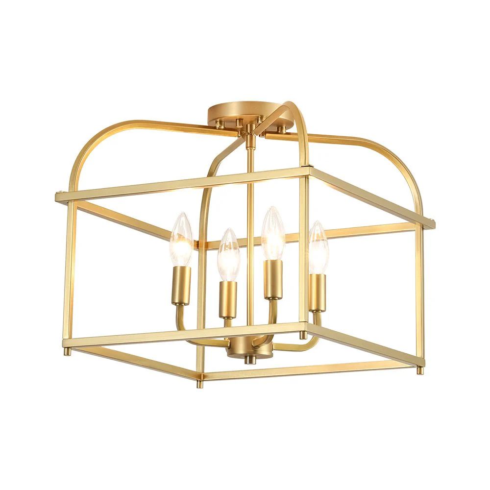 Modern 4-Light Candle Style Square Cage Semi Flush Mount - Image 8