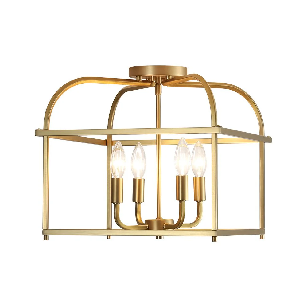 Modern 4-Light Candle Style Square Cage Semi Flush Mount - Image 9