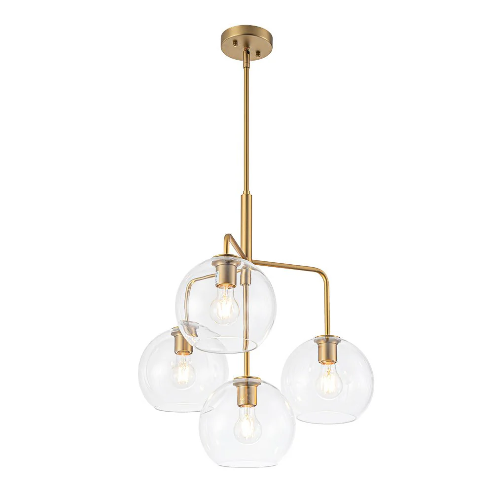 Modern 4-Light Clear Glass Bubble Hanging Sputnik Chandelier - Image 10