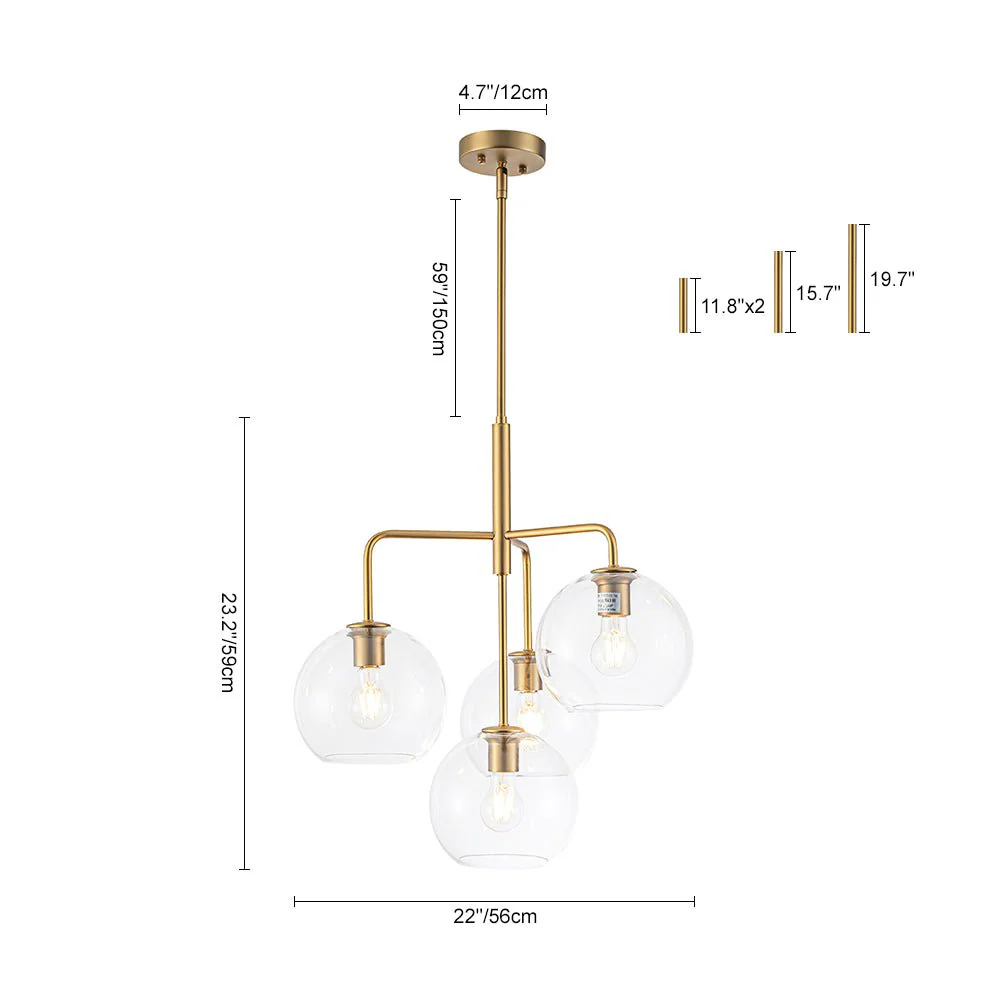 Modern 4-Light Clear Glass Bubble Hanging Sputnik Chandelier - Image 11