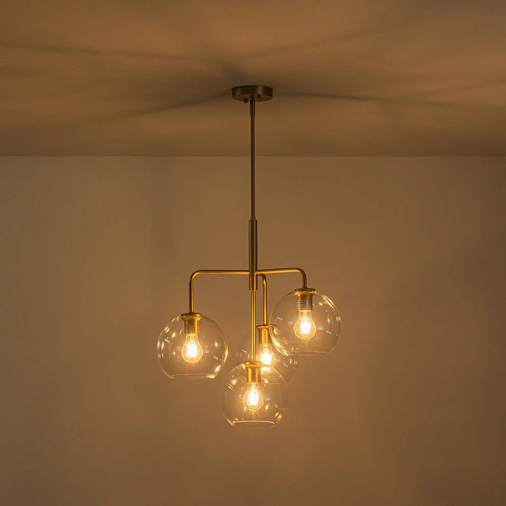 Modern 4-Light Clear Glass Bubble Hanging Sputnik Chandelier - Image 12
