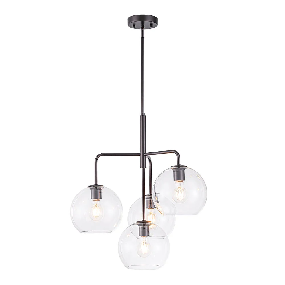 Modern 4-Light Clear Glass Bubble Hanging Sputnik Chandelier - Image 19