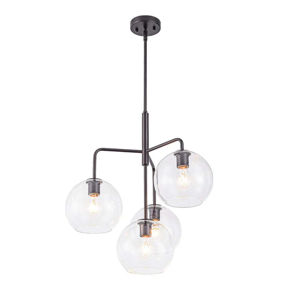 Modern 4-Light Clear Glass Bubble Hanging Sputnik Chandelier - Image 21