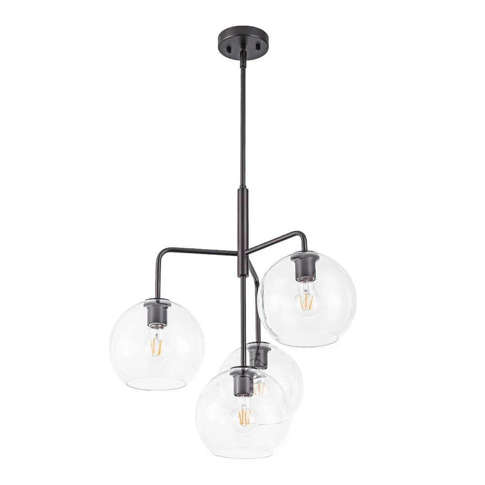 Modern 4-Light Clear Glass Bubble Hanging Sputnik Chandelier - Image 22