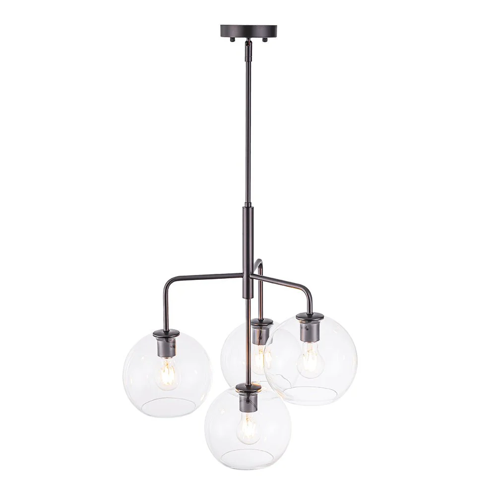 Modern 4-Light Clear Glass Bubble Hanging Sputnik Chandelier - Image 23