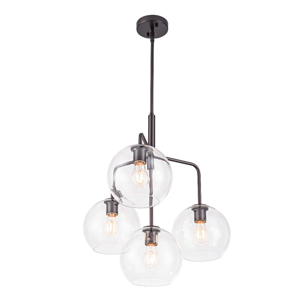 Modern 4-Light Clear Glass Bubble Hanging Sputnik Chandelier - Image 24