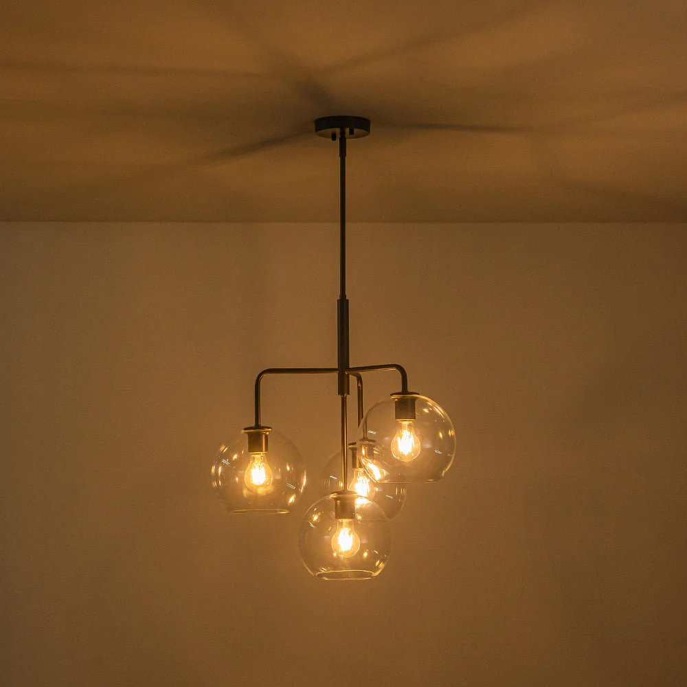 Modern 4-Light Clear Glass Bubble Hanging Sputnik Chandelier - Image 25