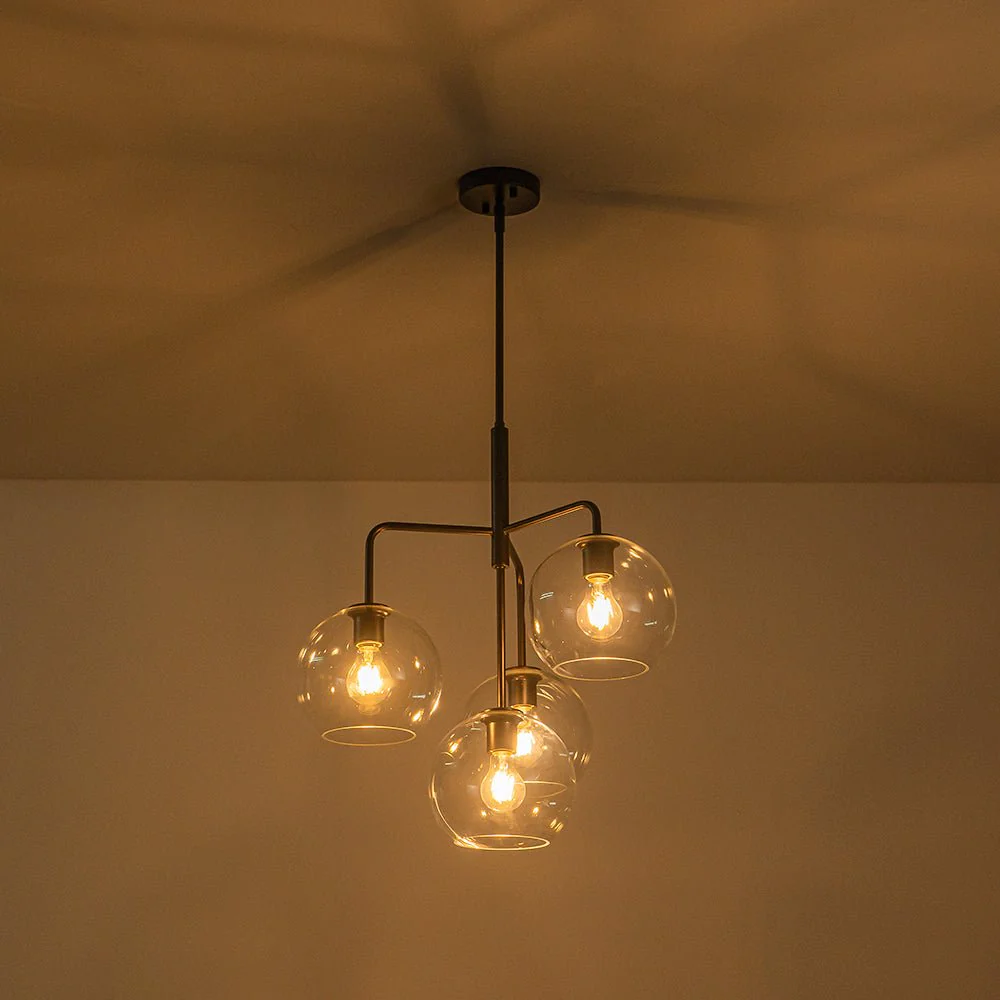 Modern 4-Light Clear Glass Bubble Hanging Sputnik Chandelier - Image 26