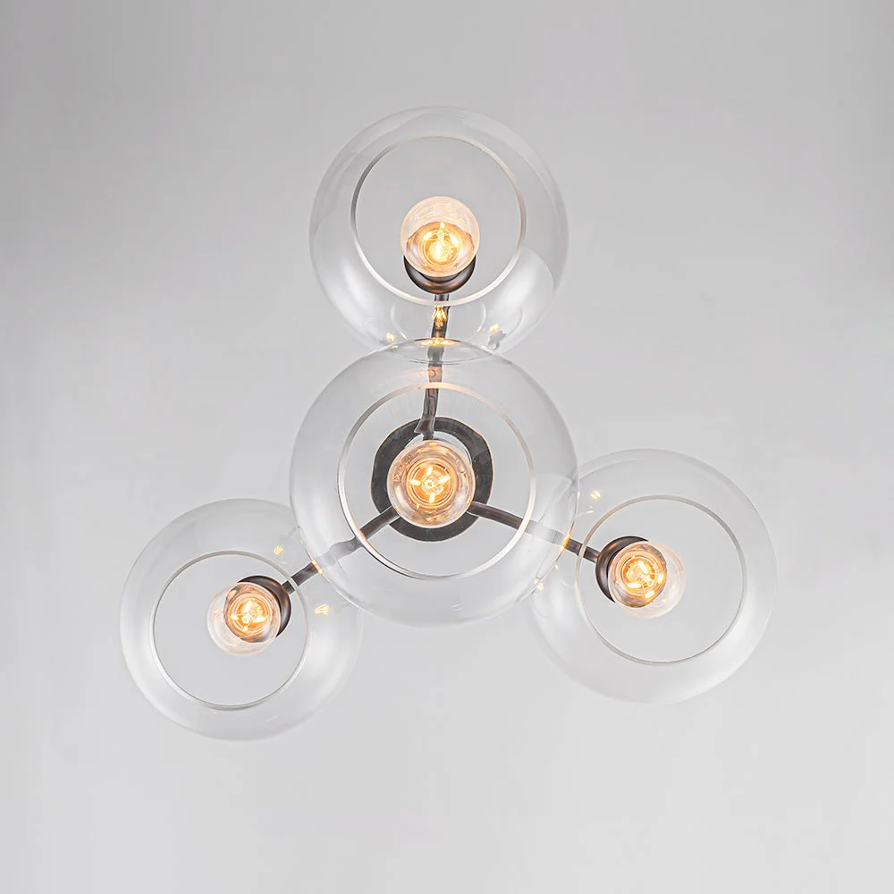 Modern 4-Light Clear Glass Bubble Hanging Sputnik Chandelier - Image 27