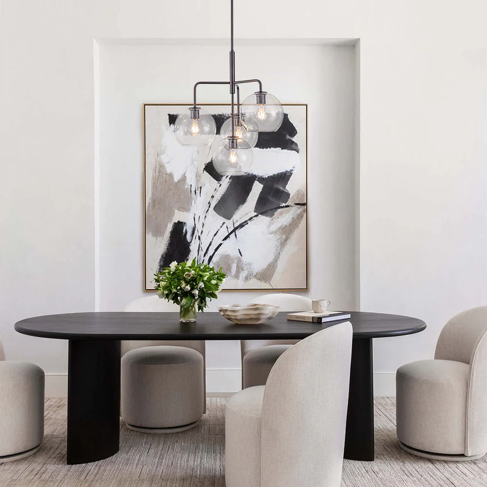 Modern 4-Light Clear Glass Bubble Hanging Sputnik Chandelier - Image 4
