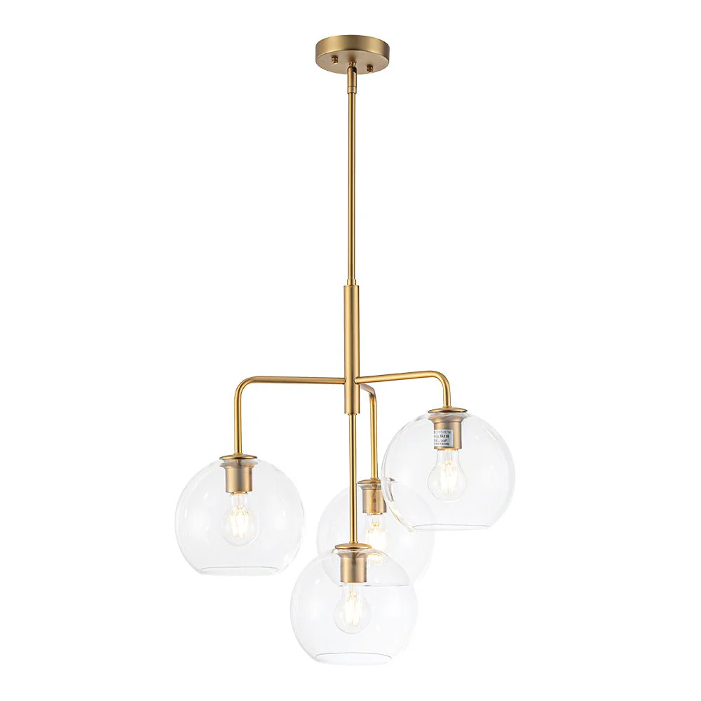 Modern 4-Light Clear Glass Bubble Hanging Sputnik Chandelier - Image 5